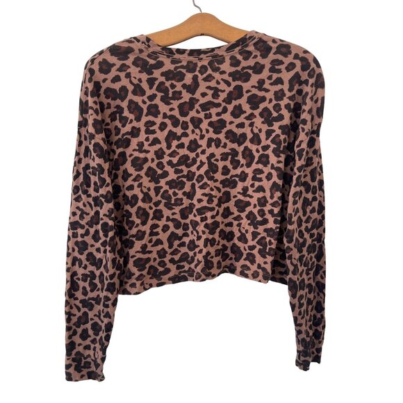 Abercrombie & Fitch Tee  Size Small Cropped Boyfriend Leopard Animal Print Soft - Picture 2 of 8